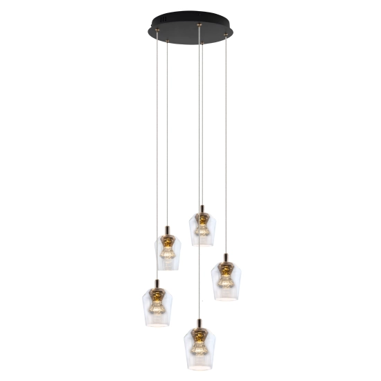 Lampa Wisząca Tasa Round 5xLED czarna PL0144-5 yaskr