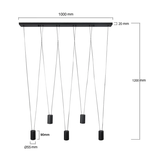 Lampa wisząca Toledo 5xGU10 czarna LP-432/5P BK LIGHT PRESTIGE