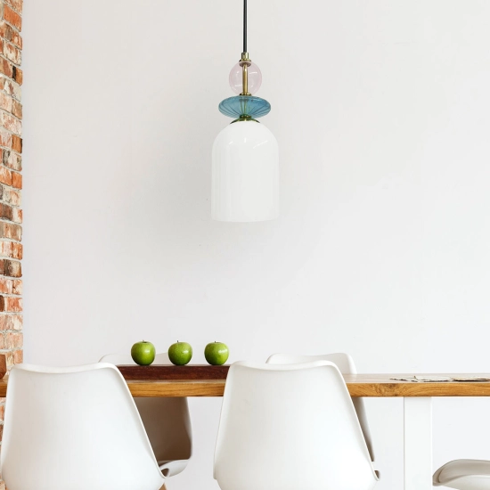 Lampa wisząca Tropea 1xE27 biała, średnia LP-2004/1P M WH LIGHT PRESTIGE