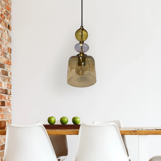 Lampa wisząca Tropea 1xE27 bursztynowa, mała LP-2004/1P S AM LIGHT PRESTIGE