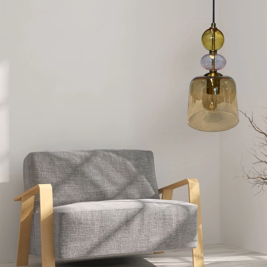 Lampa wisząca Tropea 1xE27 bursztynowa, mała LP-2004/1P S AM LIGHT PRESTIGE