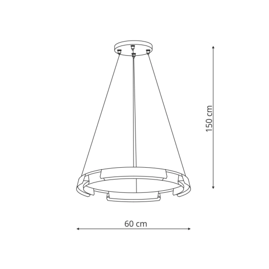Lampa wisząca Tura 60 cm czarna LED CCT LP-9786/1P 60cm BK Light Prestige