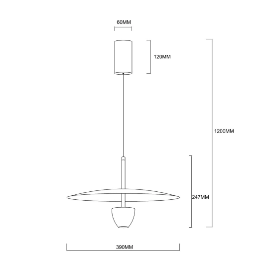 Lampa wisząca Ufo M czarna LED CCT LP-0408/1P M BK Light Prestige