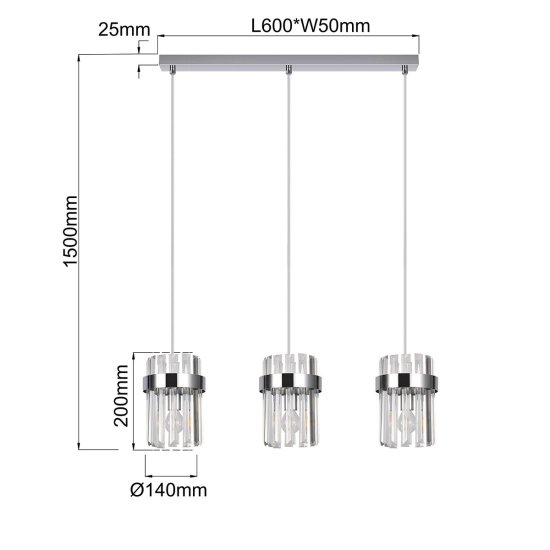 Lampa wisząca Vetro chrom 3xE14 LP-2910/3L CH Light Prestige