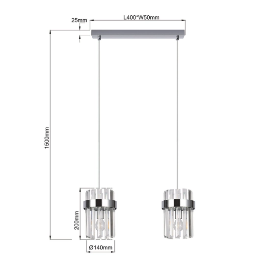 Lampa wisząca Vetro chrom 2xE14 LP-2910/2L CH Light Prestige