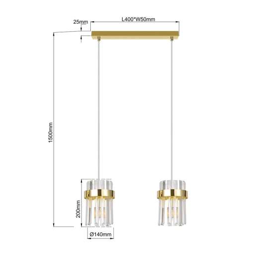 Lampa wisząca Vetro złota 2xE14 LP-2910/2L GD Light Prestige