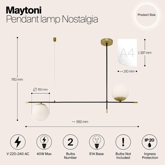 Lampa wisząca Nostalgia MOD048PL-02G Maytoni - zdjęcie dodatkowe 7