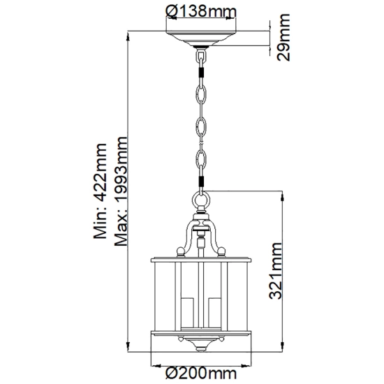 Mała lampa wisząca Gentry – 3 źródła światła – Polerowany nikiel HK-GENTRY-P-S-PN Elstead Lighting