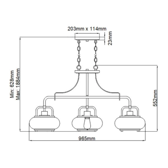 Podłużna lampa wisząca Trilogy – 3 źródła światła – Szczotkowany nikiel QZ-TRILOGY-ISLE-BN Elstead Lighting