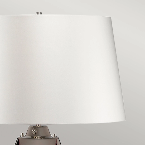 Duża lampa stołowa Lena – 2 źródła światła – Śliwkowe szkło i biały abażur LENA-TL-L-PLUM-OWSS Elstead Lighting