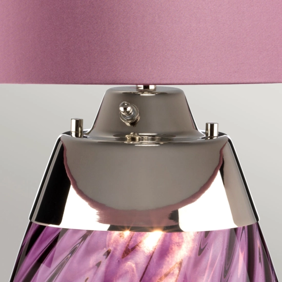 Duża lampa stołowa Lena – 2 źródła światła – Śliwkowe szkło i liliowy abażur LENA-TL-L-PLUM Elstead Lighting