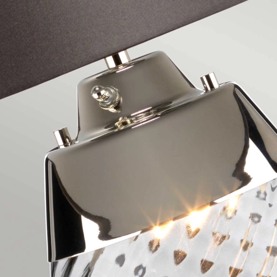 Duża lampa stołowa Lena – 2 źródła światła – Przydymione szkło i szary abażur LENA-TL-L-SMOKE Elstead Lighting