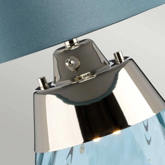 Mała lampa stołowa Lena – 2 źródła światła – Niebieskie szkło i jasnoniebieski abażur LENA-TL-S-BLUE Elstead Lighting