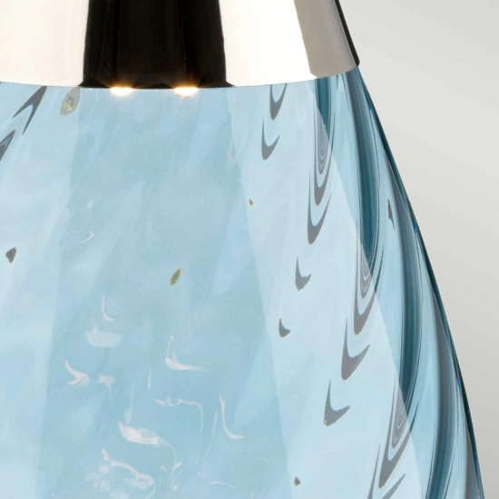 Mała lampa stołowa Lena – 2 źródła światła – Niebieskie szkło i jasnoniebieski abażur LENA-TL-S-BLUE Elstead Lighting
