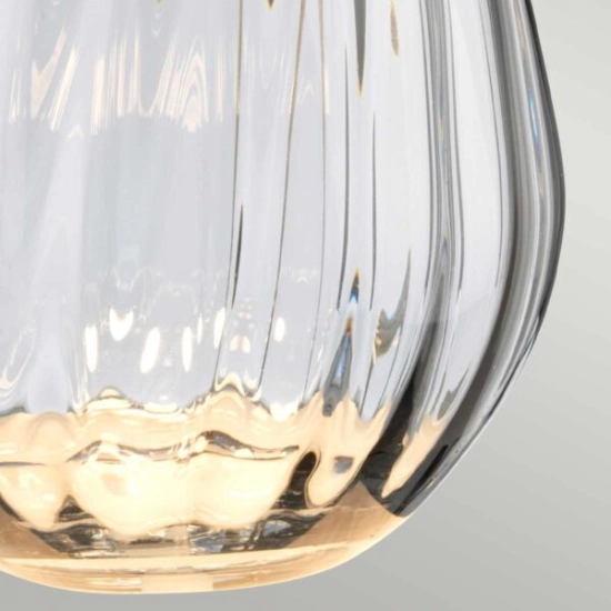 Mała lampa stołowa Lena – 2 źródła światła – Przydymione szkło i szary abażur LENA-TL-S-SMOKE Elstead Lighting