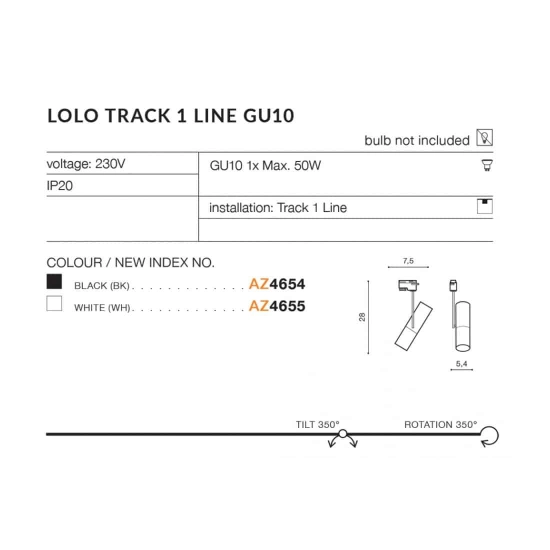 Lolo Track 1Line GU10 (black) AZ4654 AZZARDO