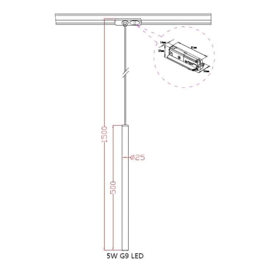 kinkiecik.pl Lampa wisząca złota do szynoprzewodu LUNGO 1 LP-894/1P GD 1F LIGHT PRESTIGE