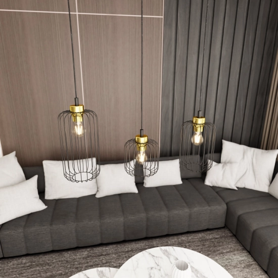 Lampa wisząca VANDER 3 BL GOLD 1364/3 EMIBIG Lighting