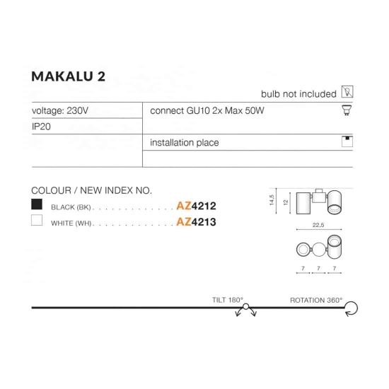Plafon Makalu 2 (white) AZ4213 AZZARDO
