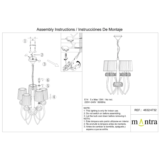 Lampa wisząca Mantra Loewe Antique Brass 4732MA - zdjęcie dodatkowe 3