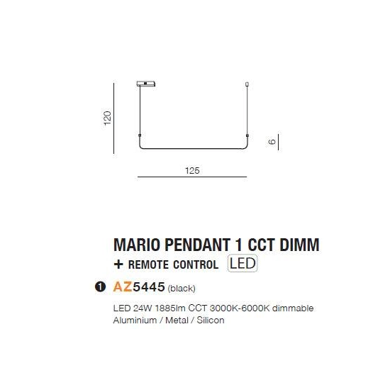 MARIO PENDANT 1 CCT DIMM BK + REMOTE CONTROL AZ5445 z pilotem AZZARDO