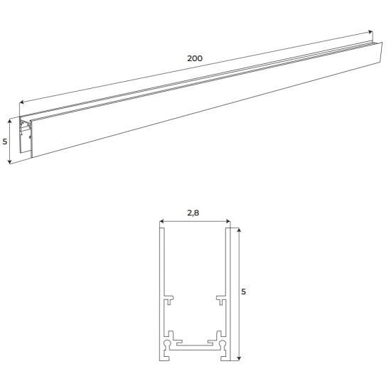 Magnetic MT0002 Szyna Magnetyczna Głęboka Natynkowa 2m Czarna Maxlight