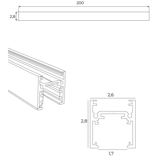 Magnetic MT0012 Szyna Magnetyczna Płytka Natynkowa 2m Czarna Maxlight