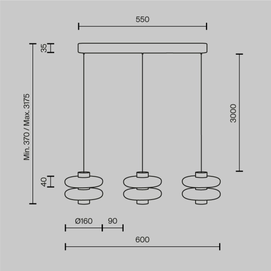 Lampa wisząca Maytoni MOD497PL-L23BRK - kolor brązowy - zdjęcie dodatkowe 3