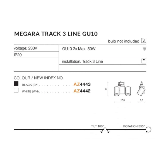 Megara Track 3Line GU10 (black) AZ4443 AZZARDO