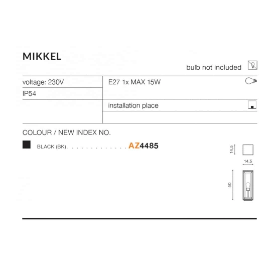 Lampa stojąca Mikkel (black) E27 1x MAX 35W IP65 ALUMINIUM AZ4485 AZZARDO