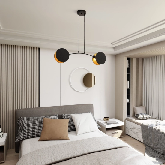 Lampa wisząca MOTIF 2 BLACK/GOLD 1325/2 EMIBIG Lighting