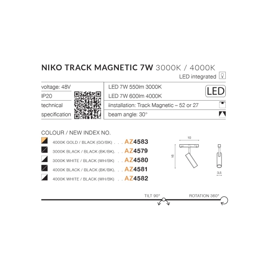Alfa Niko Track Magnetic 3000K (black/black) AZ4579 AZZARDO