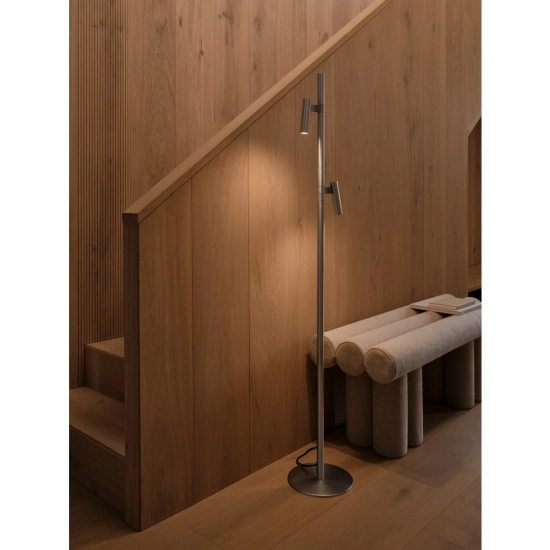Nowoczesna lampa podłogowa DFTP Makoto Satin Chrome 2x G9 2620094033 Nordlux