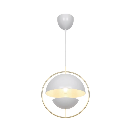 Nowoczesna lampa wisząca Tavia biała, mosiężny pierścień 2412353001 Nordlux