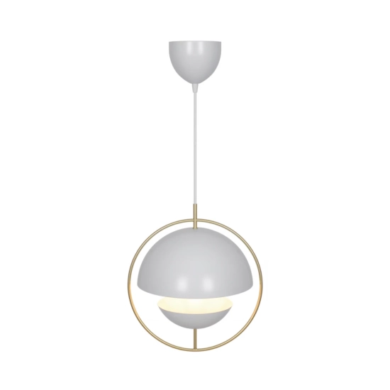 Nowoczesna lampa wisząca Tavia biała, mosiężny pierścień 2412353001 Nordlux