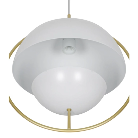 Nowoczesna lampa wisząca Tavia biała, mosiężny pierścień 2412353001 Nordlux