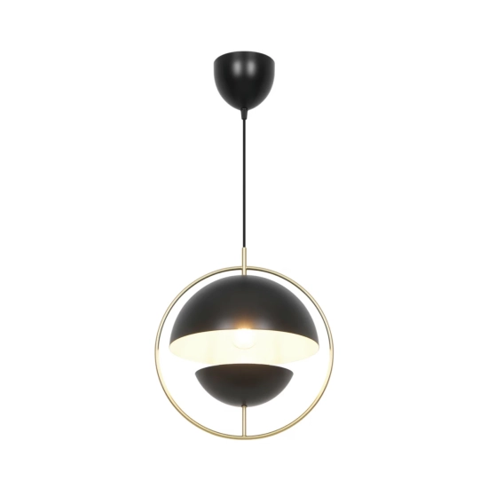 Nowoczesna lampa wisząca Tavia czarna, mosiężny pierścień 2412353003 Nordlux