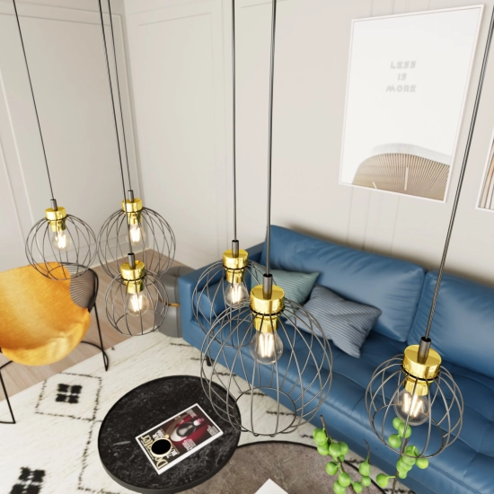 Lampa wisząca NANDO 6 BL GOLD 1368/6 EMIBIG Lighting
