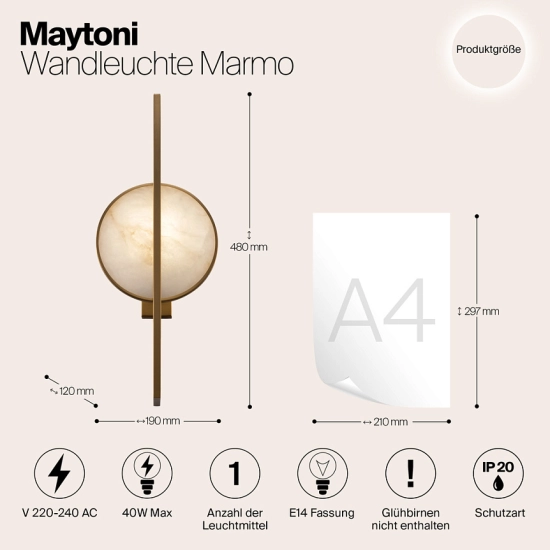 Kinkiet Wall Lamp Marmo MOD099WL-01G Maytoni - zdjęcie dodatkowe 6