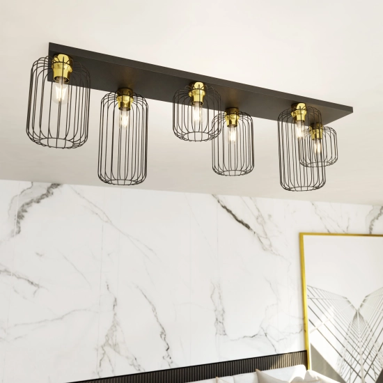 Lampa sufitowa BARN 6 BL GOLD 1366/6 EMIBIG Lighting