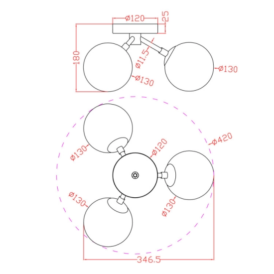 Plafon Dorado 3xG9 złoty LP-002/3C LIGHT PRESTIGE