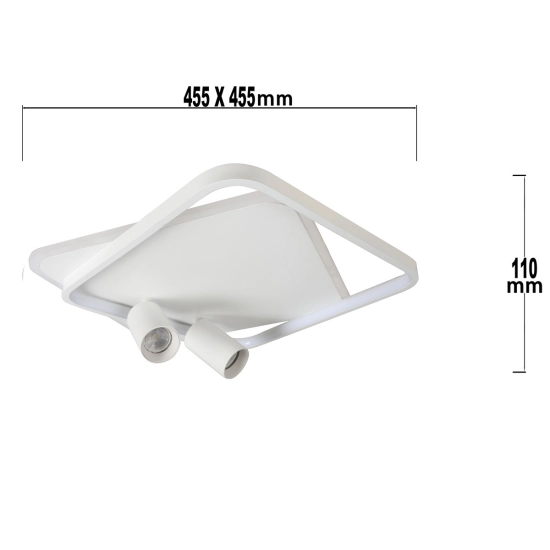 Plafon Parma 2 2xGU10 + 1xLED CCT biały kwadrat LP-0612/2C Square WH LIGHT PRESTIGE