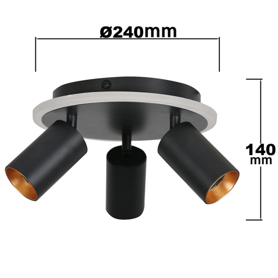 Plafon Parma 3xGU10 + 1xLED CCT czarna LP-0612/3C Round BK LIGHT PRESTIGE