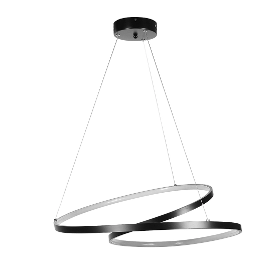 Lampa wisząca DOUBLE RING 60W czarna + Pilot
