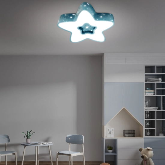 LAMPA DZIECIĘCA LED NIEBIESKA GWIAZDKA 36W + PILOT DL-H02 408DL DOMENO LIGHTING - zdjęcie produktu