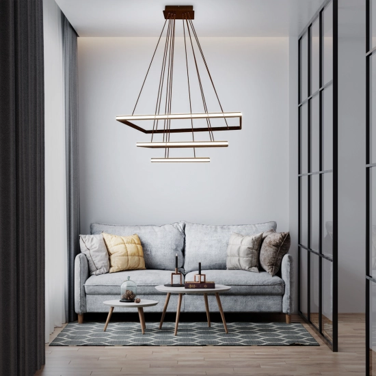 LAMPA LED ŻYRANDOL SUFITOWA + PILOT 116W BRĄZ DL-F09 MOKKA 447DL DOMENO LIGHTING - zdjęcie produktu