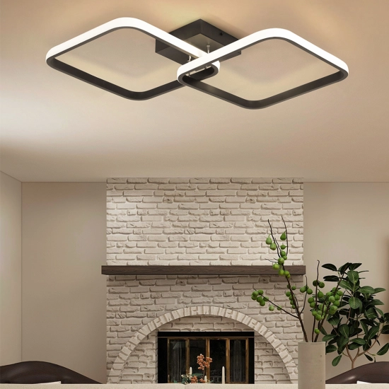 Lampa Dekoracyjna 2 kwadraty 52W Czarna + Pilot IMOLA 303DL DOMENO LIGHTING - zdjęcie dodatkowe 1