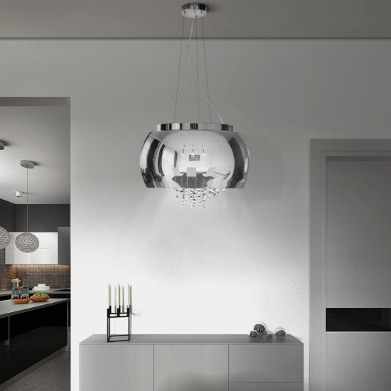 Lampa Szklana Srebrny z Prześwitami drobne korale 50cm CHIARA 519DL DOMENO LIGHTING - zdjęcie dodatkowe 1