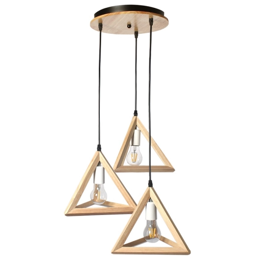 Lampa drewniana wisząca 3 x E27 Trójkąty PZE-903 FOSSA 566DL DOMENO LIGHTING - zdjęcie dodatkowe 1