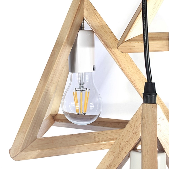Lampa drewniana wisząca 3 x E27 Trójkąty PZE-903 FOSSA 566DL DOMENO LIGHTING - zdjęcie dodatkowe 2